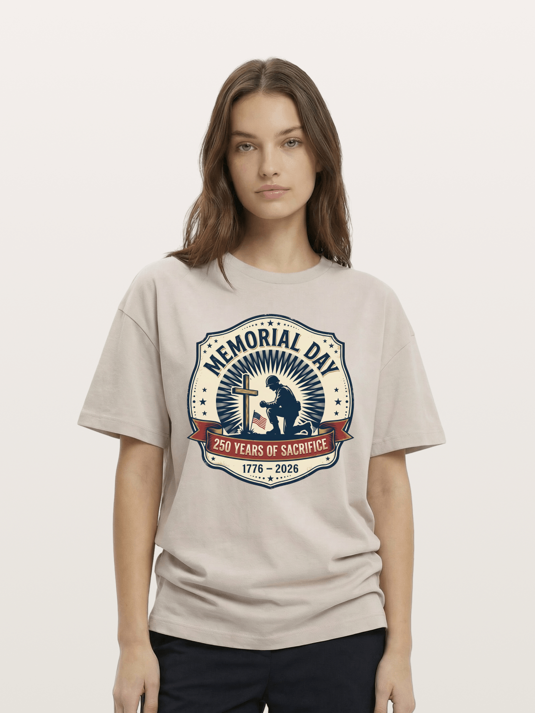 Memorial Day Vintage Sacrifice Badge Cotton T-shirt