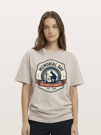Memorial Day Vintage Sacrifice Badge Cotton T-shirt