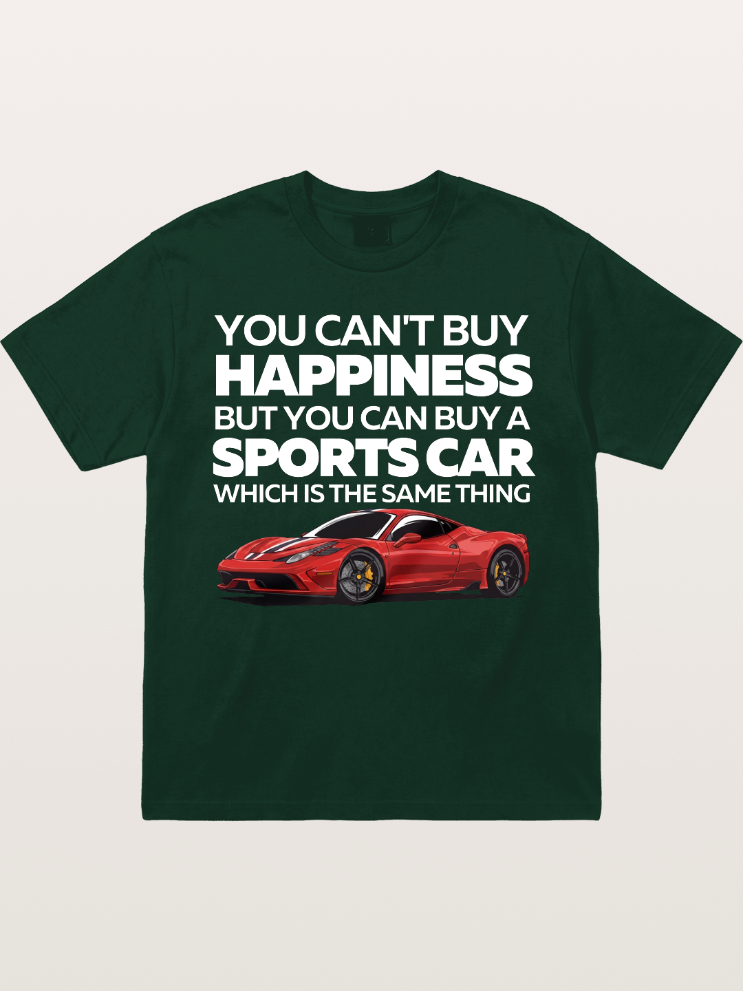 Sports Car Happiness Quote Red Ferrari Gildan T-shirt