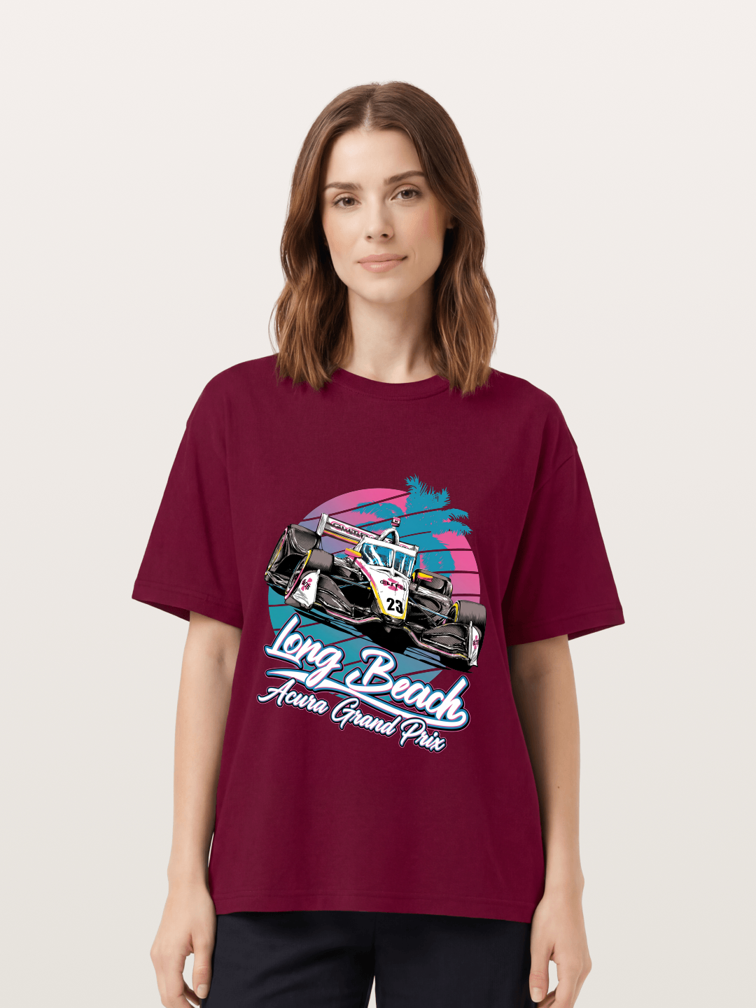 Retro Long Beach Race Graphic Gildan T-shirt