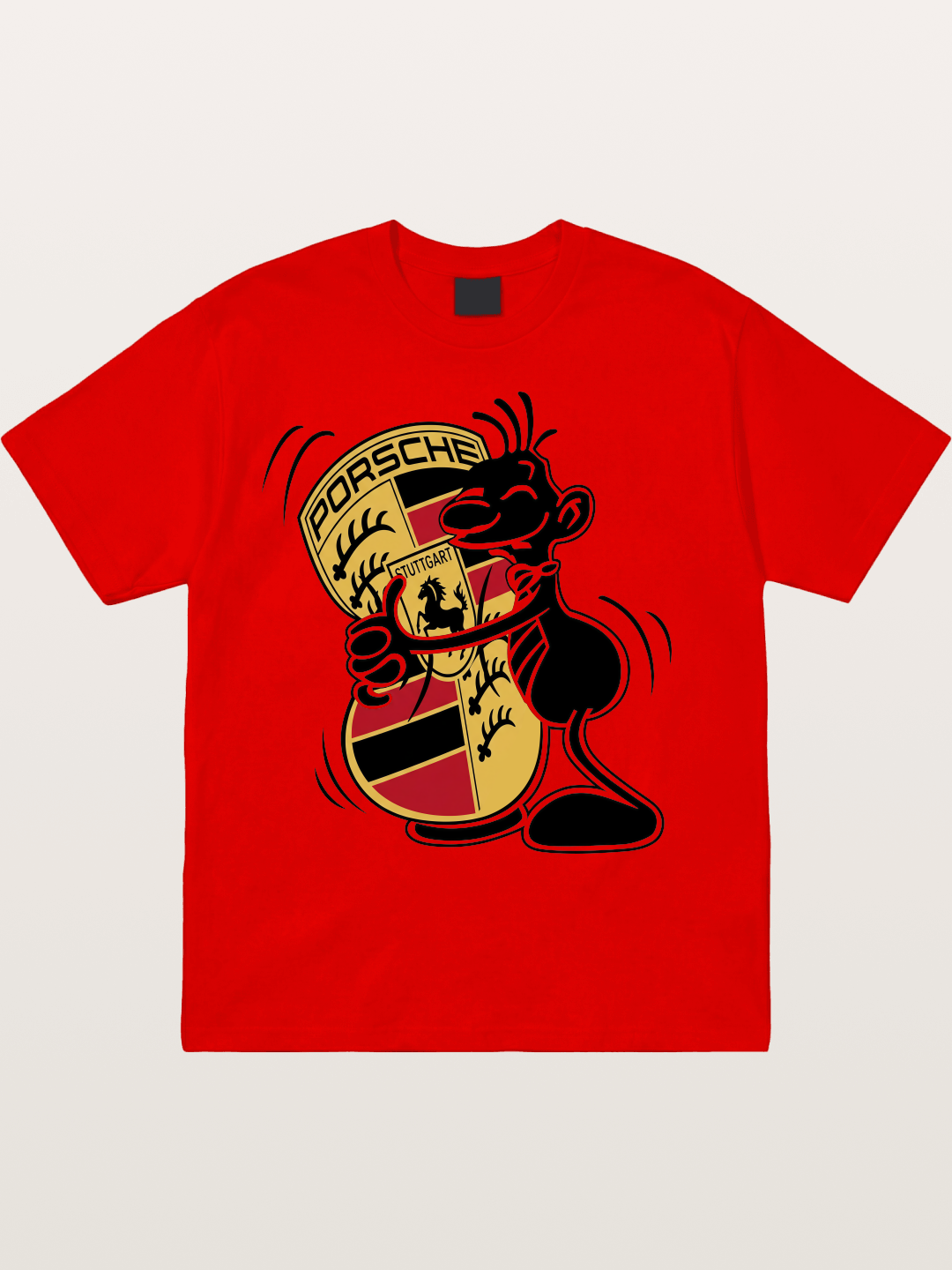Character Hugging Porsche Crest Cotton T-shirt