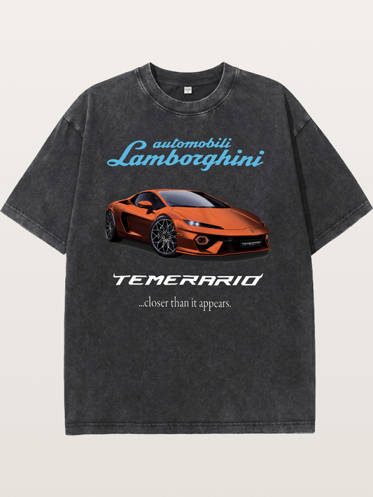 Lamborghini Temerario Orange Sports Car Washed T-shirt