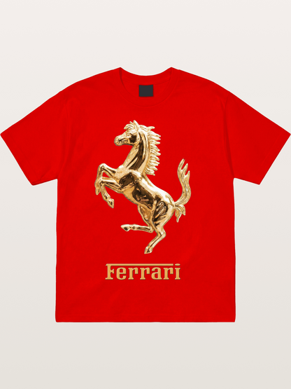 Ferrari Golden Prancing Horse Cotton T-shirt