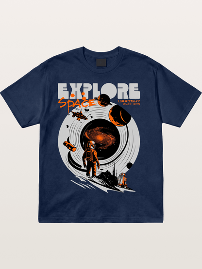 Space Explorer Astronaut Retro Sci-Fi Cotton T-shirt