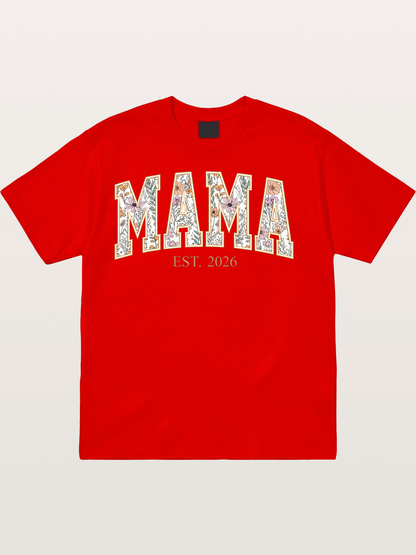 Floral Mama Est 2026 Design Cotton T-shirt
