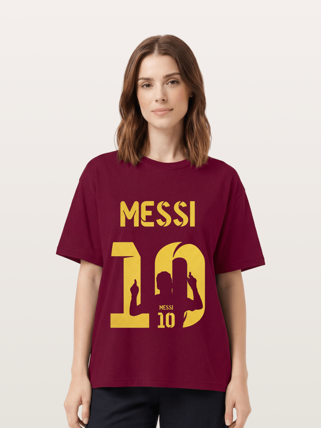 Messi No.10 Gold Silhouette Gildan T-shirt