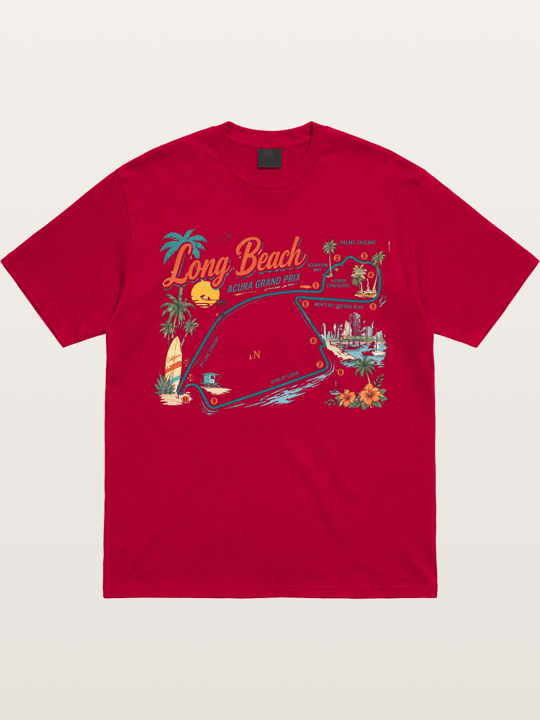 Long Beach Circuit Track Map Graphic Gildan T-shirt