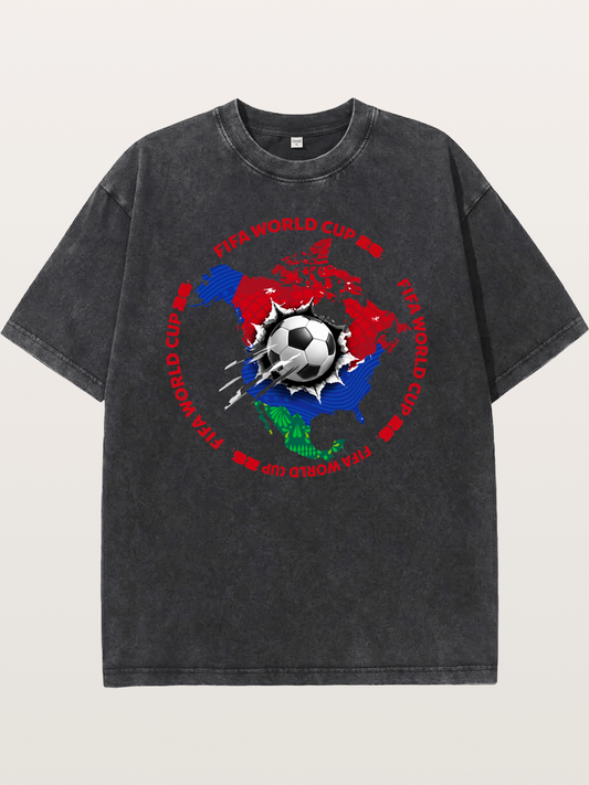 Soccer Ball Americas Burst Design Washed T-shirt