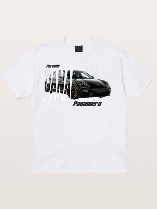 Porsche Panamera Typography Print Cotton T-shirt