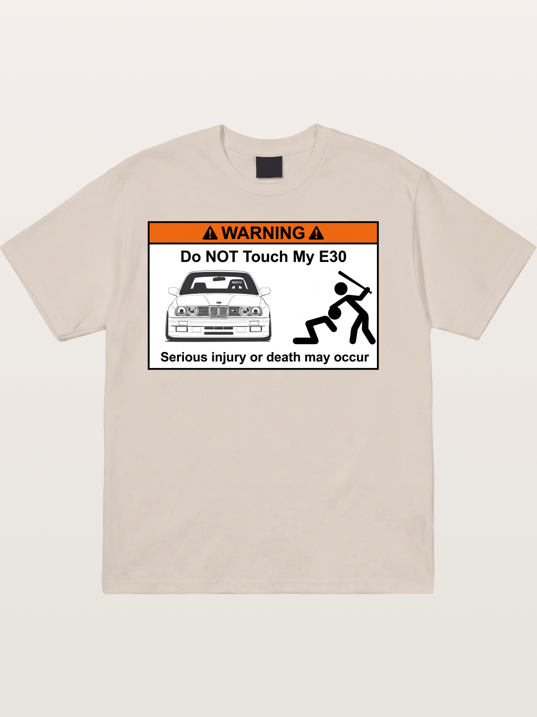 E30 Warning Sticker Print Cotton T-shirt