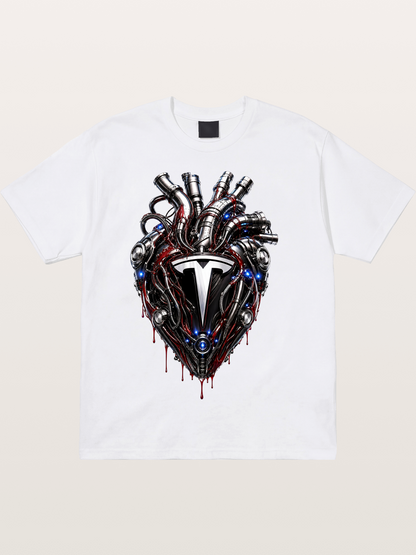 Tesla Mechanical Heart Art Cotton T-shirt