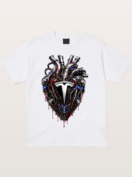 Tesla Mechanical Heart Art Cotton T-shirt