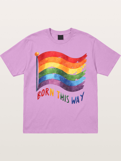 Born This Way Watercolor Rainbow Flag Gildan T-shirt