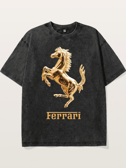 Ferrari Golden Prancing Horse Washed T-shirt