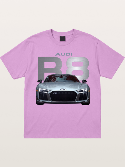 Audi R8 Silver Supercar Front Gildan T-shirt