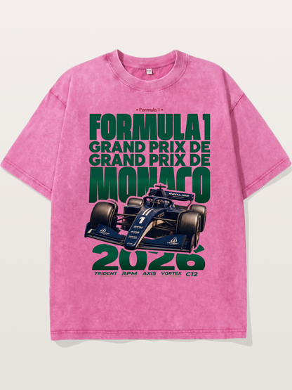 Navy Monaco F1 Grand Prix Art Washed T-shirt
