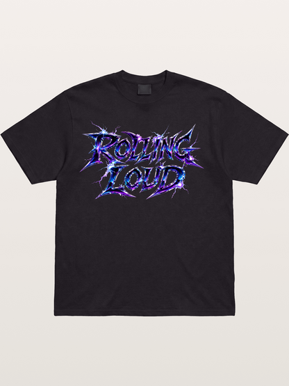 Rolling Loud Blue Lightning Font Cotton T-shirt