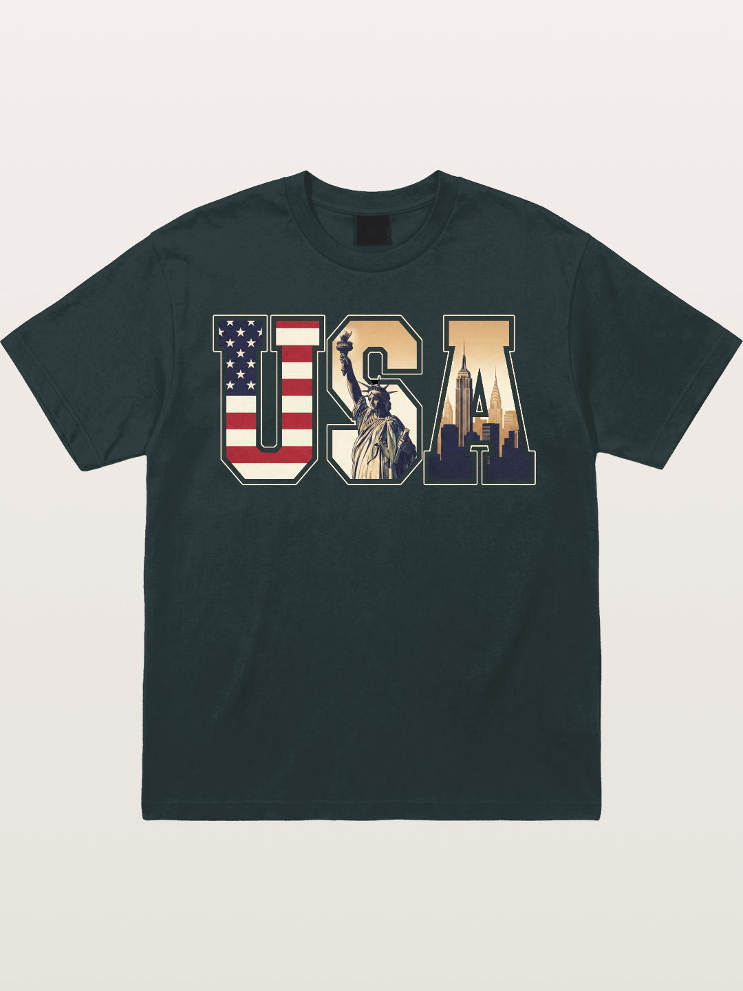 USA Letters Liberty City Skyline Gildan T-shirt