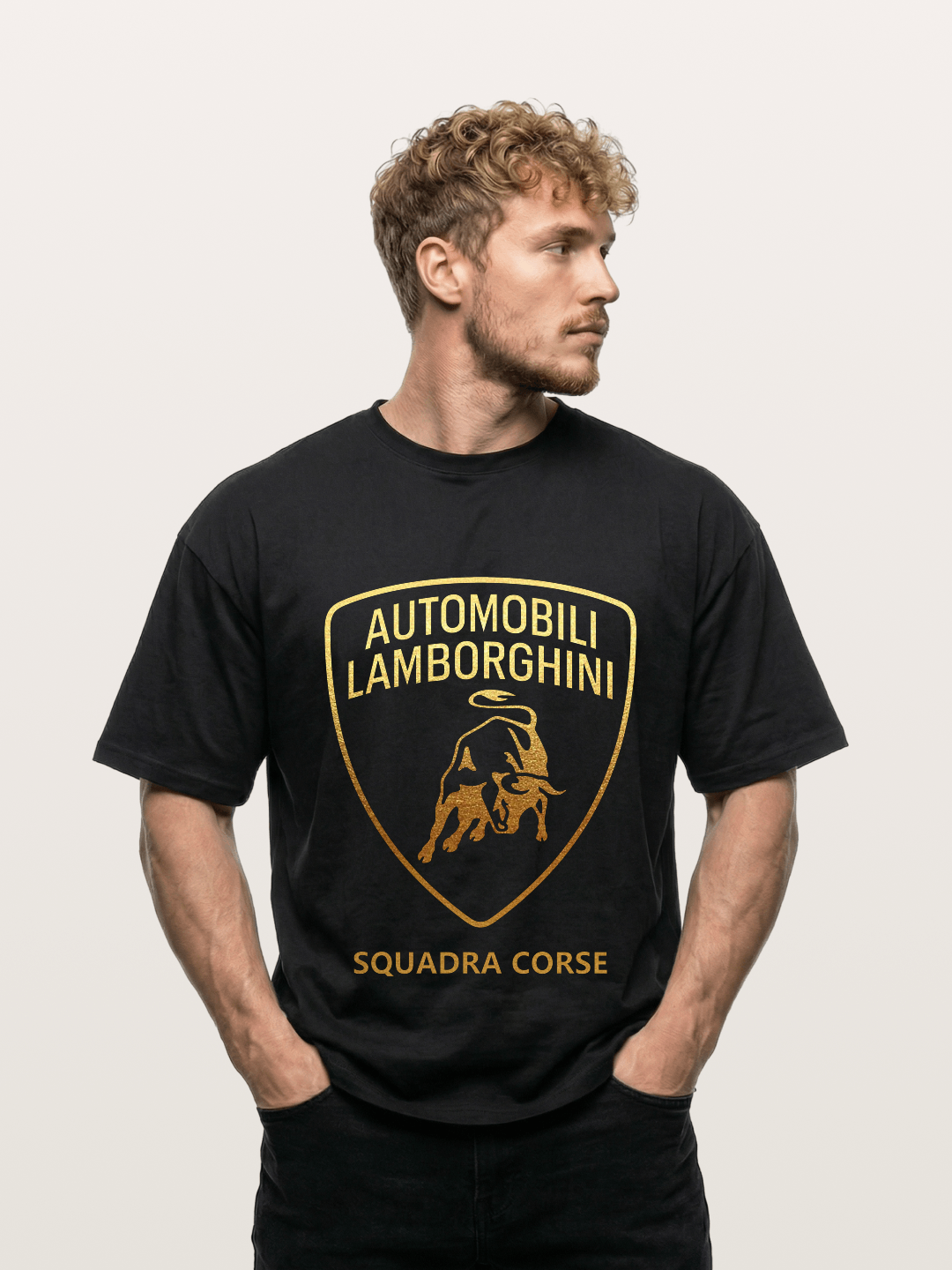 Lamborghini Squadra Corse Gold Shield Gildan T-shirt -----