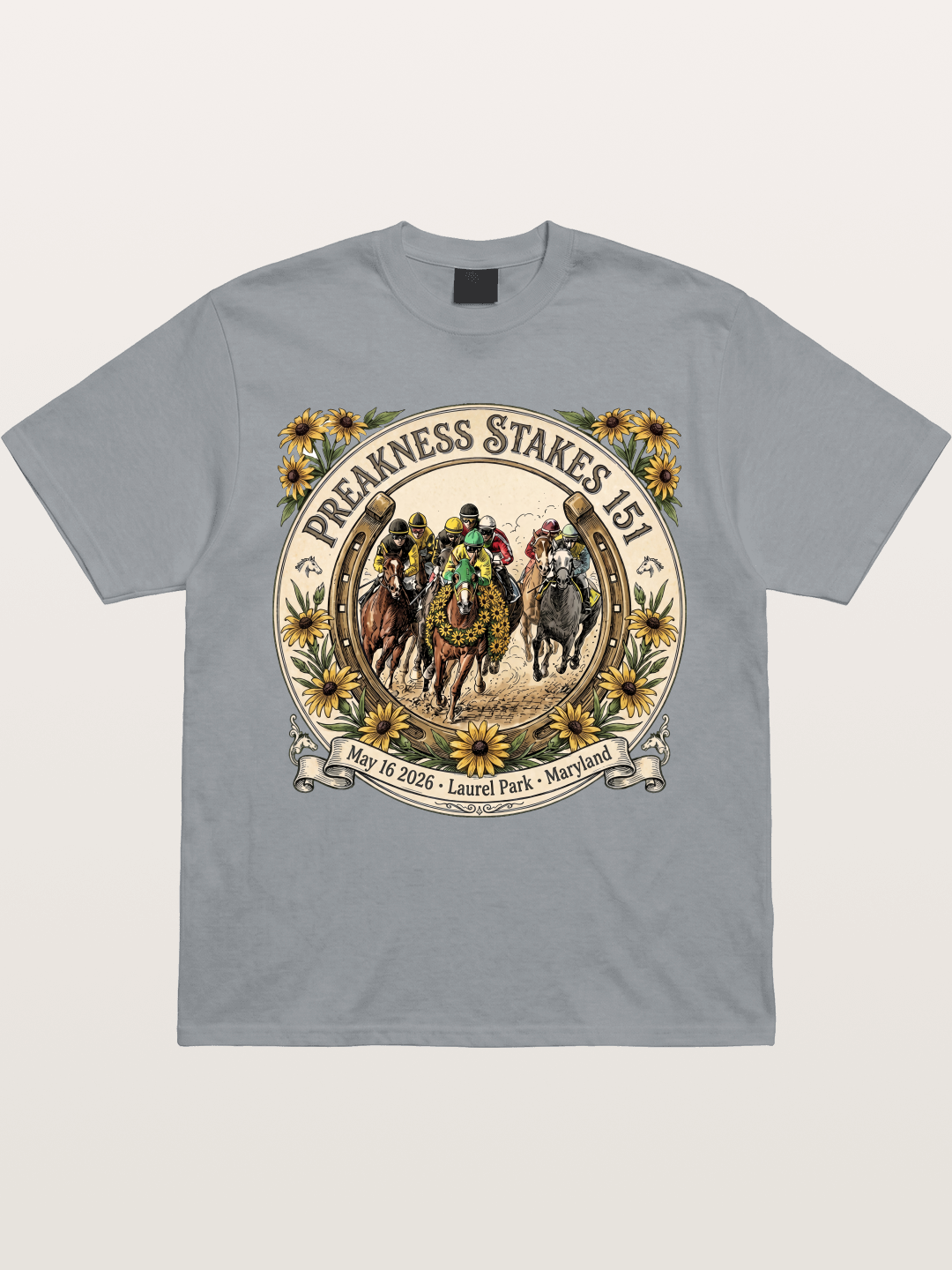 151st Preakness Stakes Horseshoe Badge Gildan T-shirt