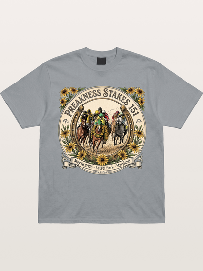 151st Preakness Stakes Horseshoe Badge Gildan T-shirt