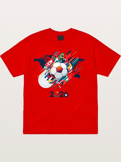 World Cup 2026 Global Flags Print Cotton T-shirt