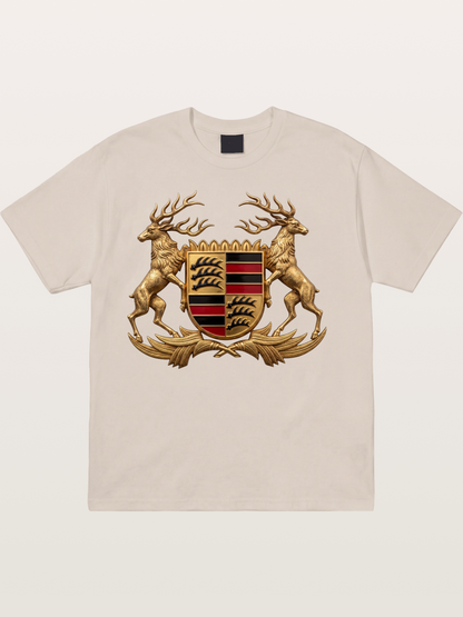 Porsche Crest Deer Artwork Cotton T-shirt
