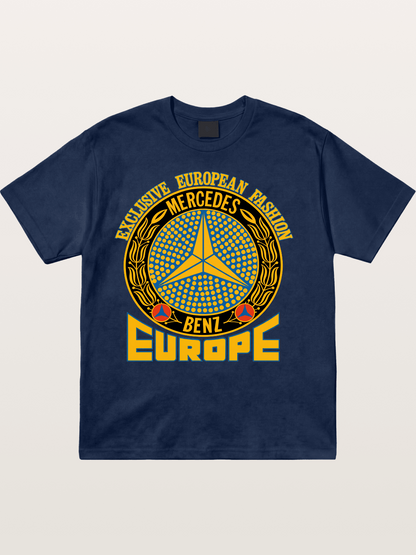 European Fashion Mercedes Print Cotton T-shirt