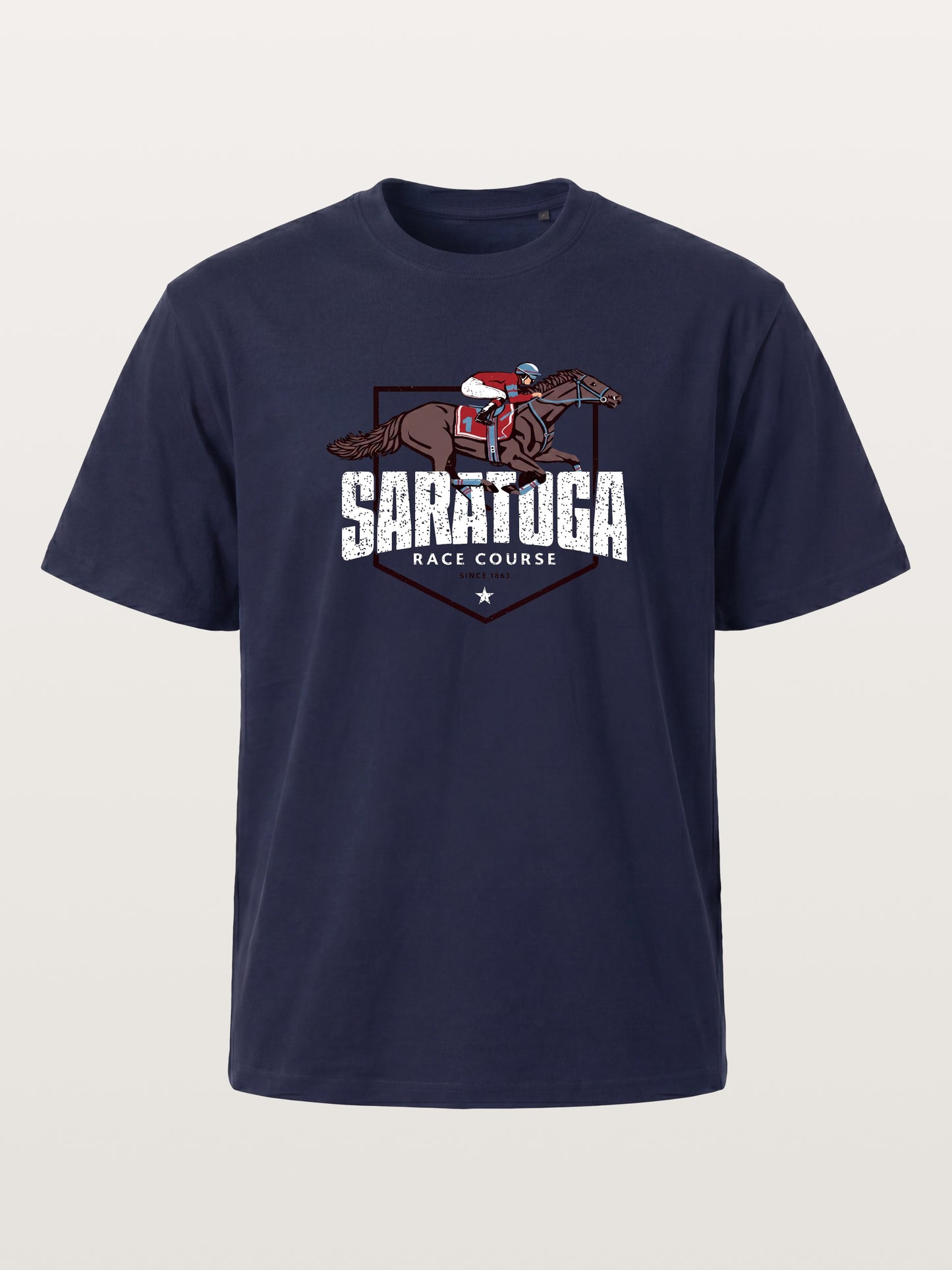 Saratoga Jockey And Horse Illustration Gildan T-shirt