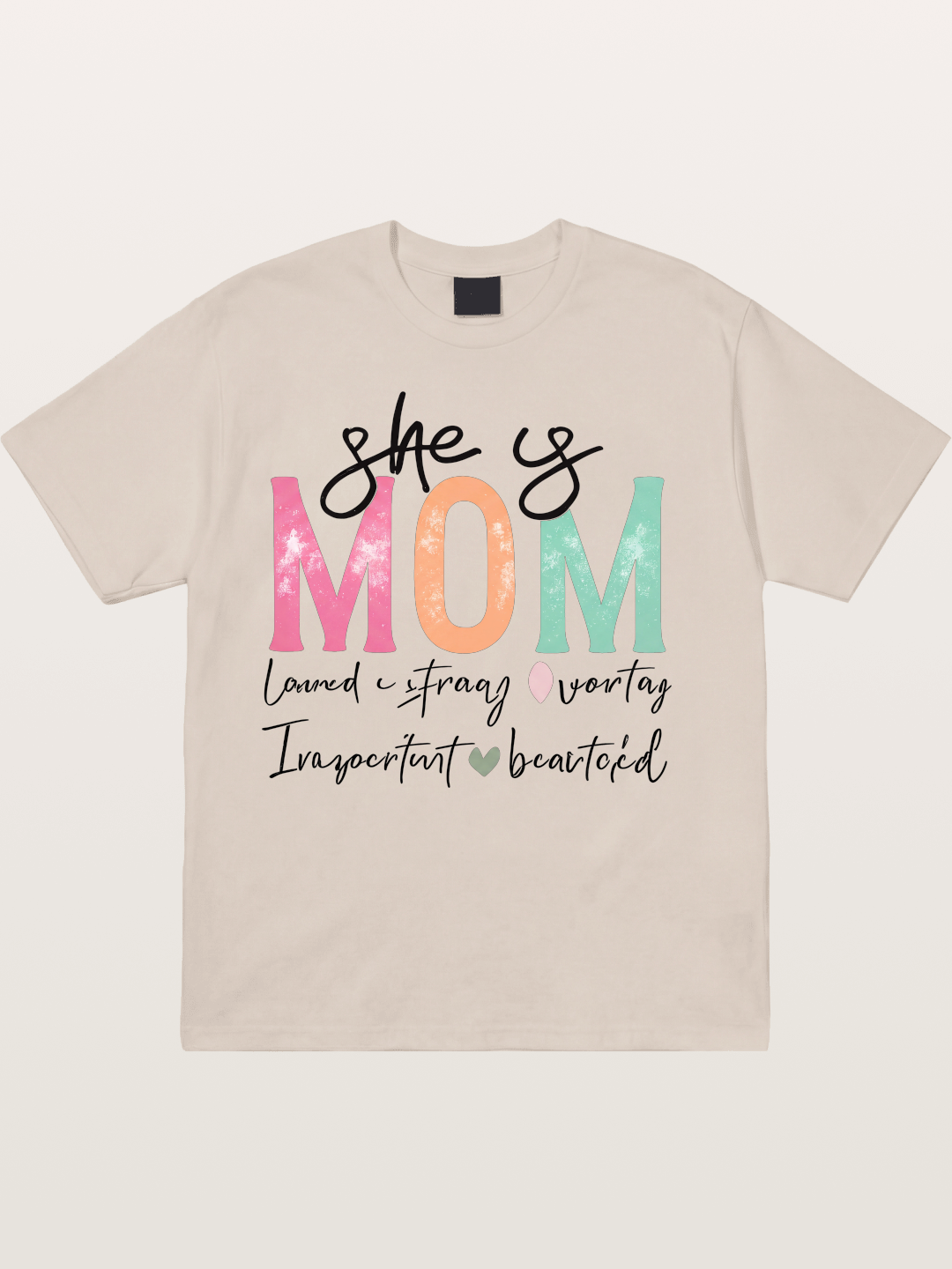 She is Mom Boho Pastel Print Cotton T-shirt