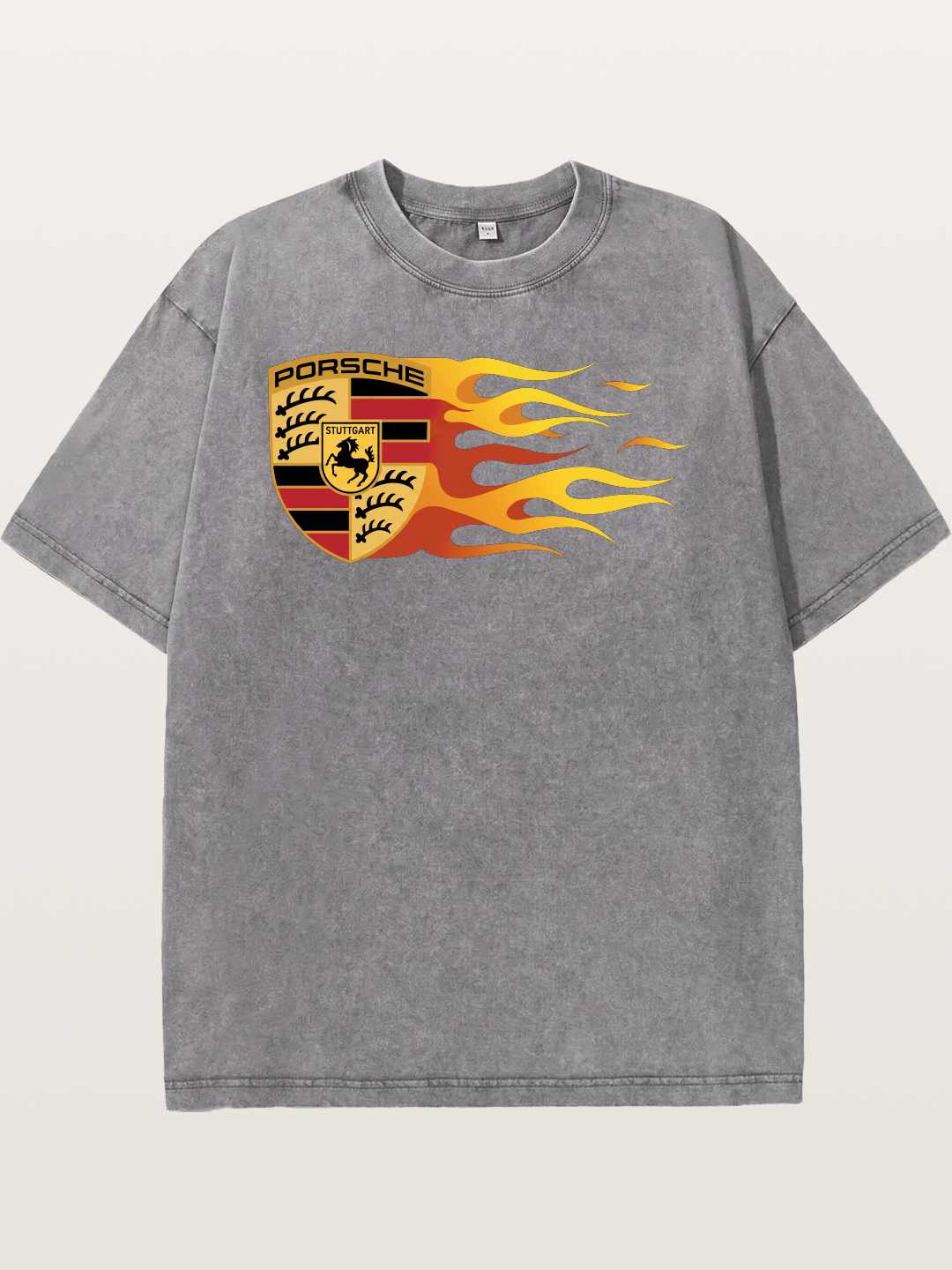 Porsche Crest With Flame Accents Washed T-shirt