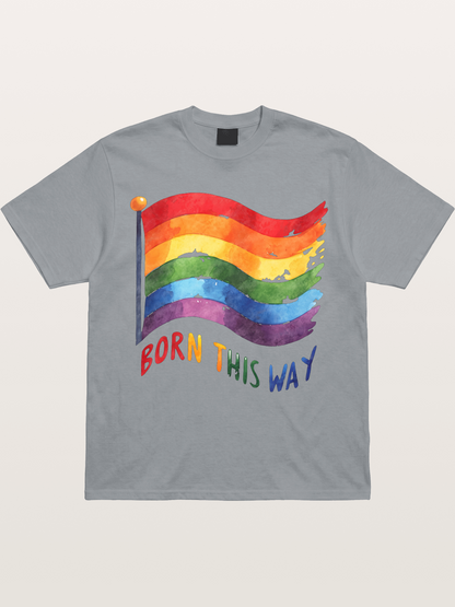 Born This Way Watercolor Rainbow Flag Gildan T-shirt