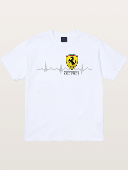 Ferrari Heartbeat ECG Line Design Gildan T-shirt