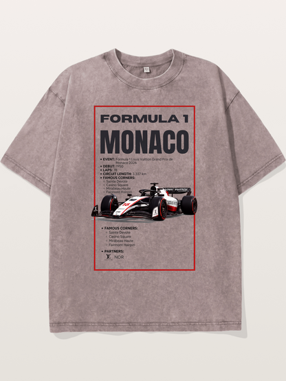 F1 Monaco Grand Prix Fact Sheet Washed T-shirt