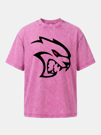 Hellcat Devil Face Silhouette Washed T-shirt