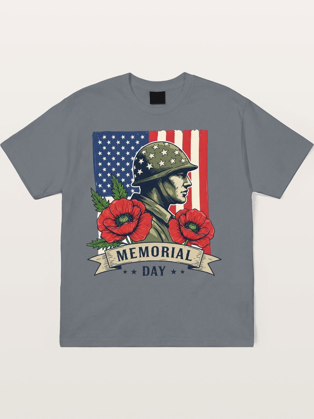 Memorial Day Poppy Soldier Art Cotton T-shirt