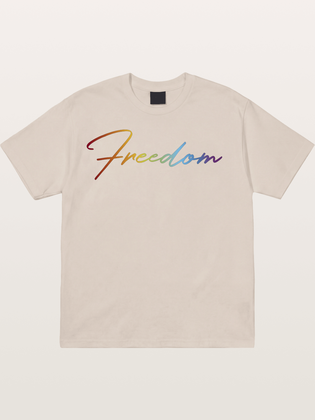 Freedom Rainbow Gradient Script Text Cotton T-shirt