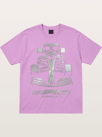 Silver F1 Car Line Art Print Gildan T-shirt