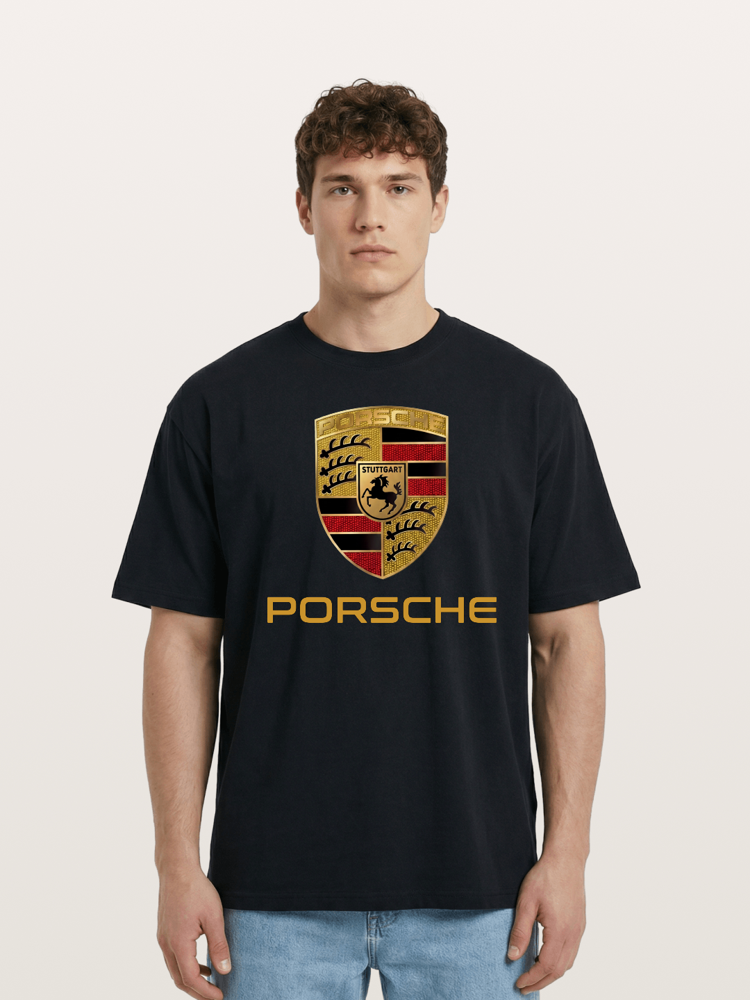 Porsche Golden Emblem Cotton T-shirt