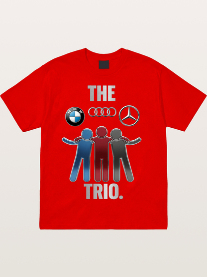 German Car Trio Friendship Print Cotton T-shirt