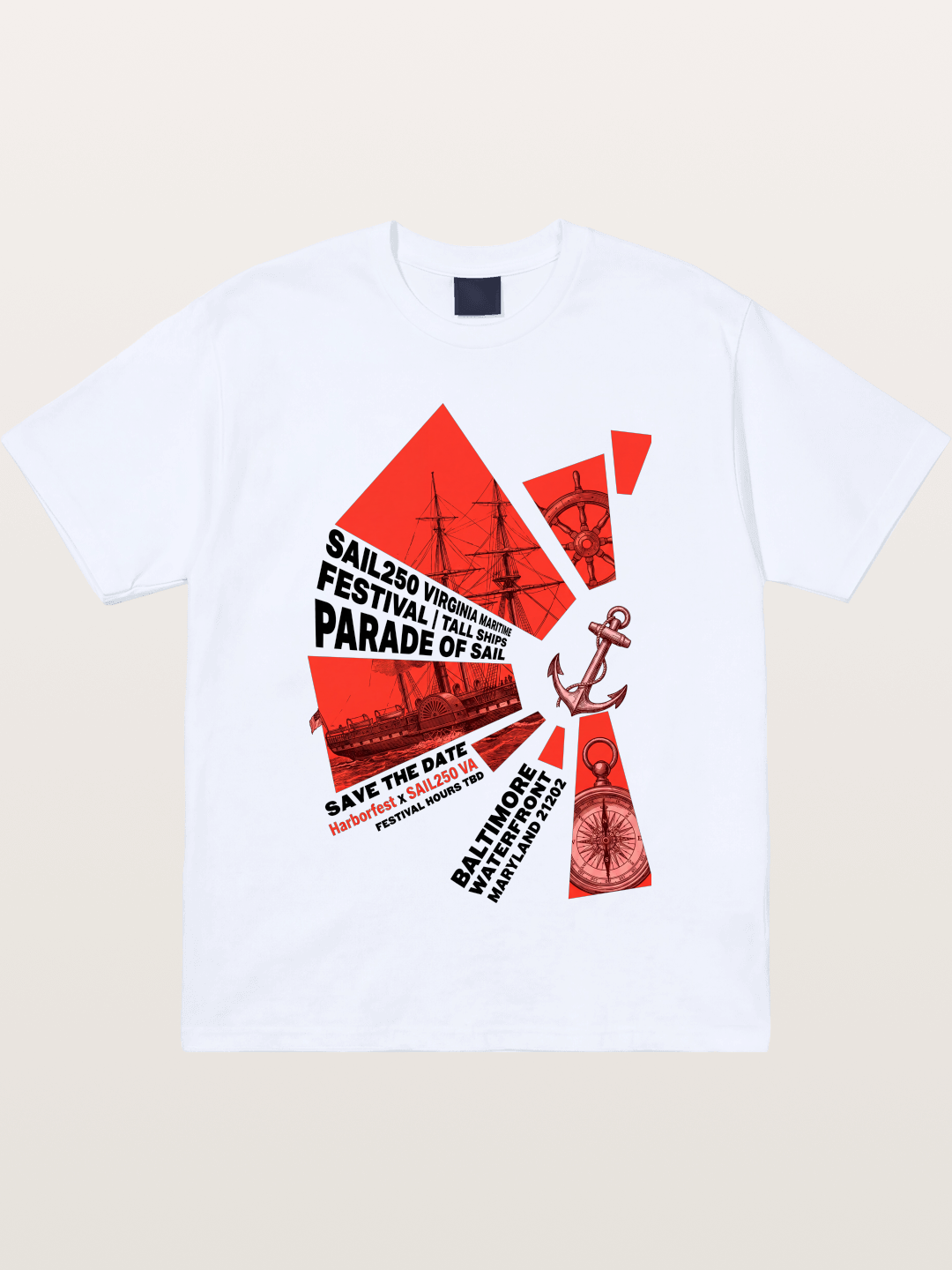 Pink Red Geometric Sail Poster Gildan T-shirt