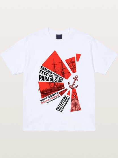 Pink Red Geometric Sail Poster Gildan T-shirt