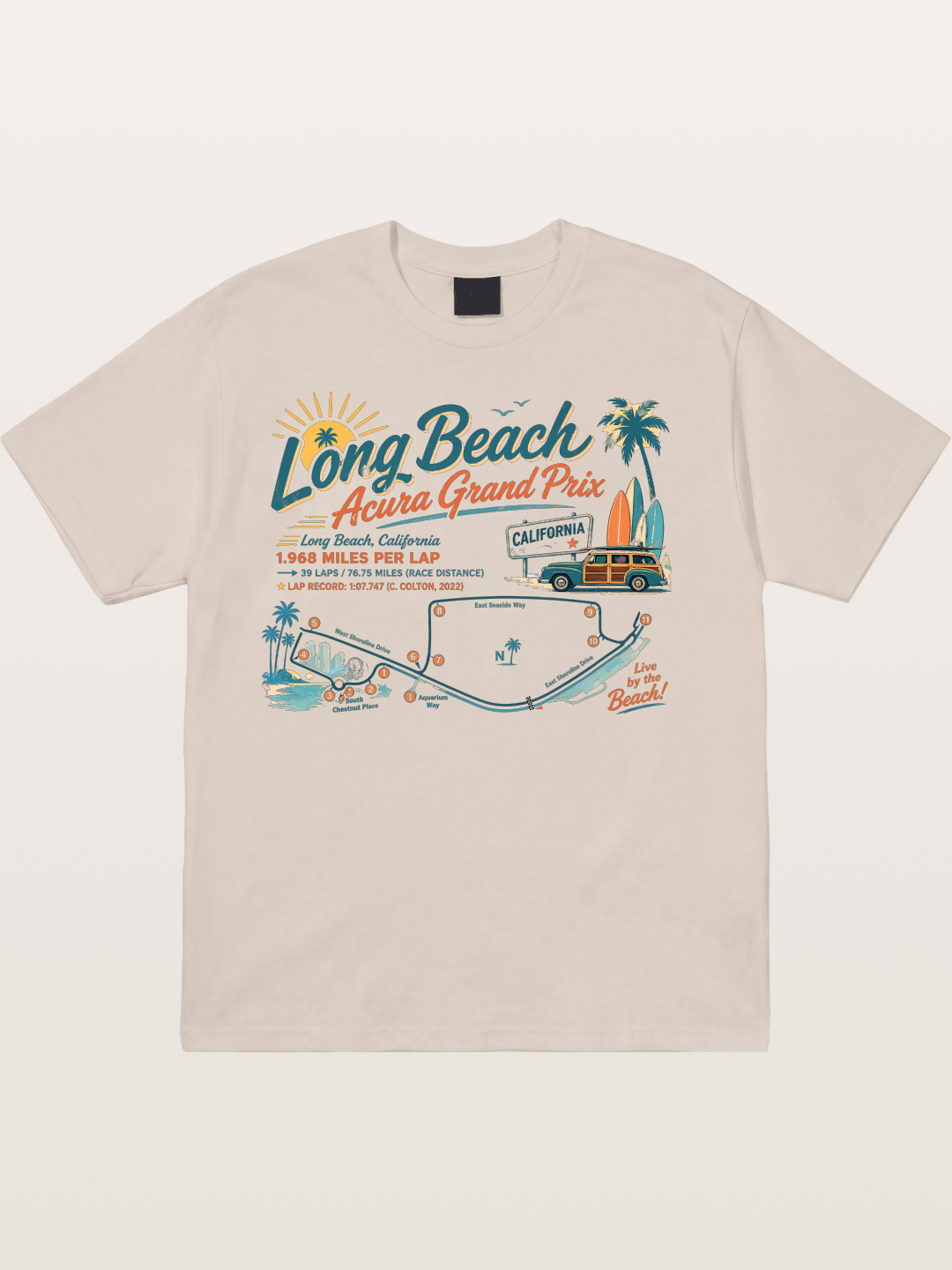 California Long Beach Race Poster Cotton T-shirt