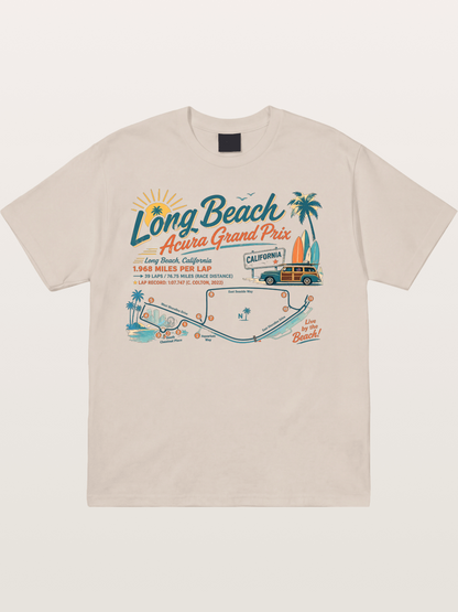California Long Beach Race Poster Cotton T-shirt