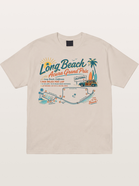 California Long Beach Race Poster Cotton T-shirt