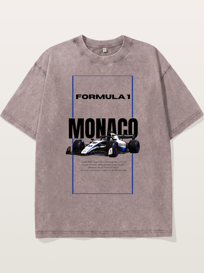 Monaco F1 LV Blue Border Print Washed T-shirt