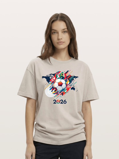 World Cup 2026 Global Flags Print Cotton T-shirt
