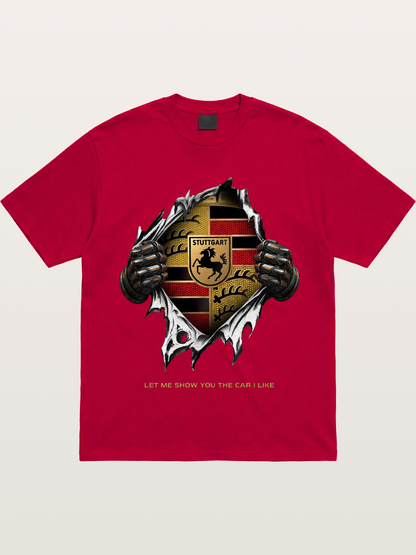 Porsche Crest Tear Through Effect Gildan T-shirt