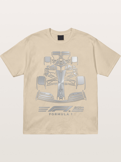 Silver F1 Car Line Art Print Gildan T-shirt