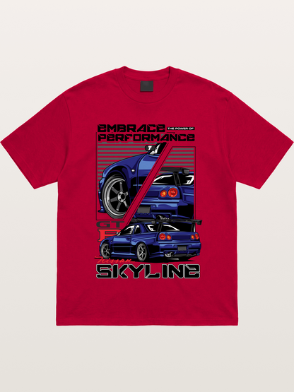 Nissan Skyline GT-R R34 Split View Gildan T-shirt